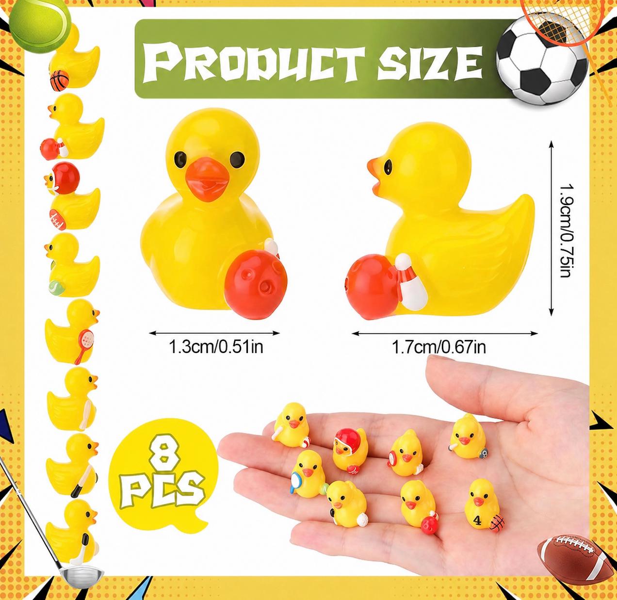 Mini Resin Ducks - 8 pcs Mini Sports Resin Ducks, Jeep Cruise Ducking Figurines