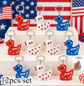 12pc Patriotic Duck Keychains | 2D Flat Acrylic Rubber Ducks (Ducking Set)