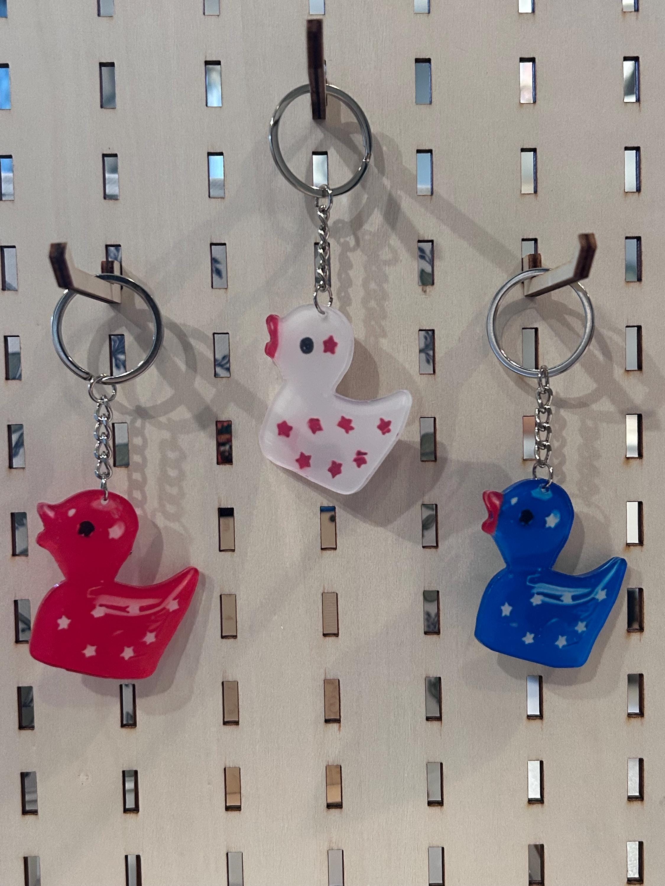 12pc Patriotic Duck Keychains | 2D Flat Acrylic Rubber Ducks (Ducking Set)