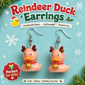 Reindeer Duck Earrings Cute Holiday Resin Dangle Gift