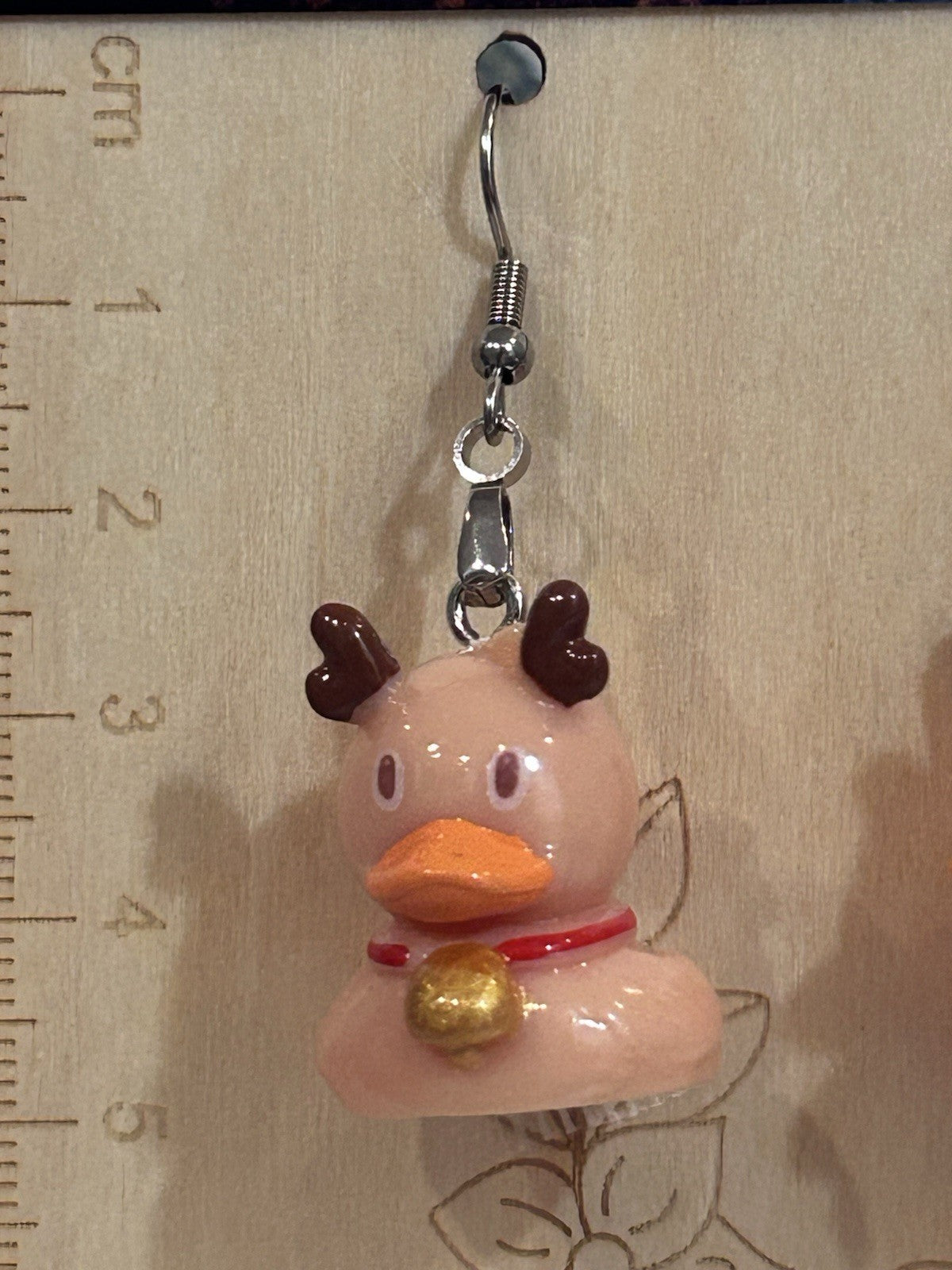 Reindeer Duck Earrings Cute Holiday Resin Dangle Gift