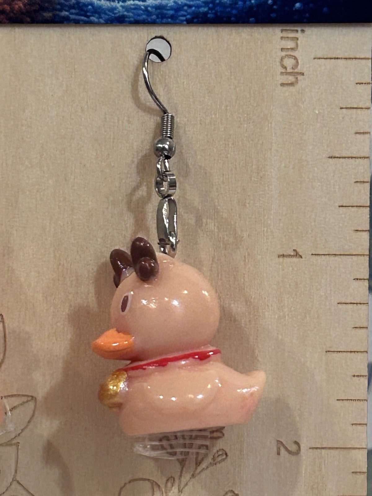 Reindeer Duck Earrings Cute Holiday Resin Dangle Gift