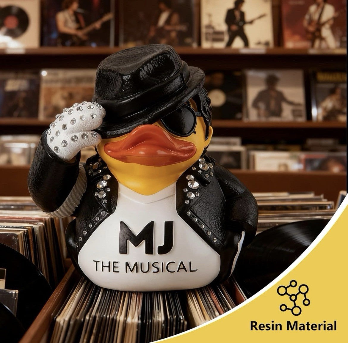 MJ Duck Figurine, White Glove Design with Rhinestones, Decorative Collectible