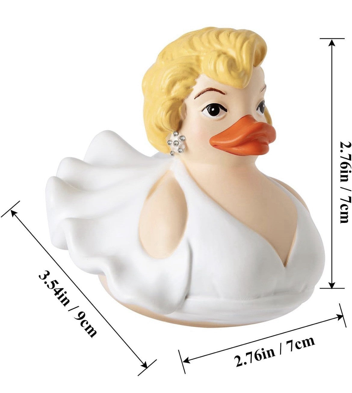 Marilyn Monroe Duck Figurine,White Dress with Rhinestones