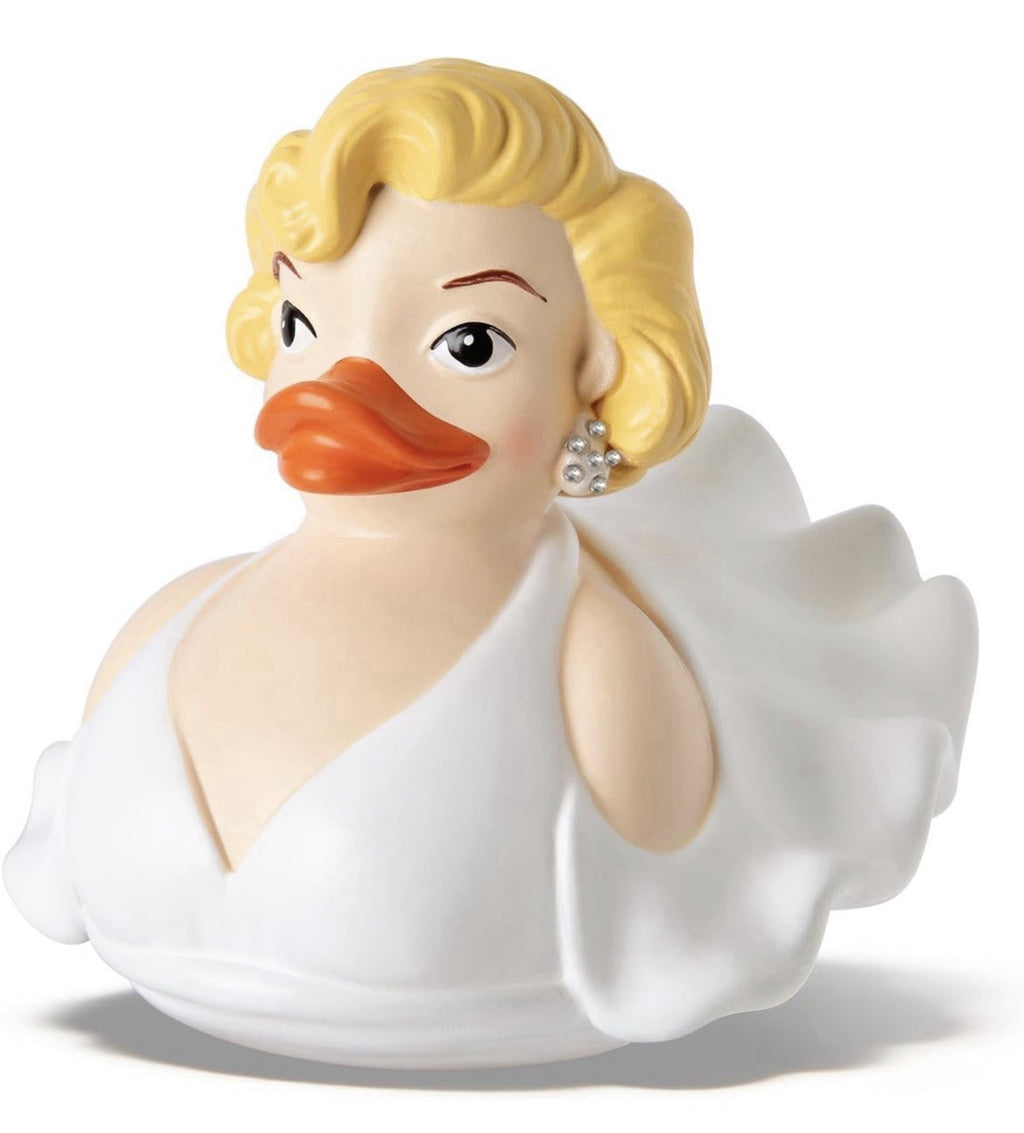 Marilyn Monroe Duck Figurine,White Dress with Rhinestones