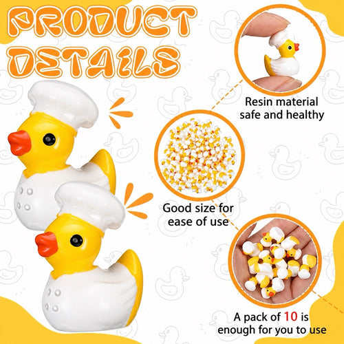 10pc Mini Resin Chef Rubber Ducks Kitchen Jeep Cruise Party Favors Cooking Duck