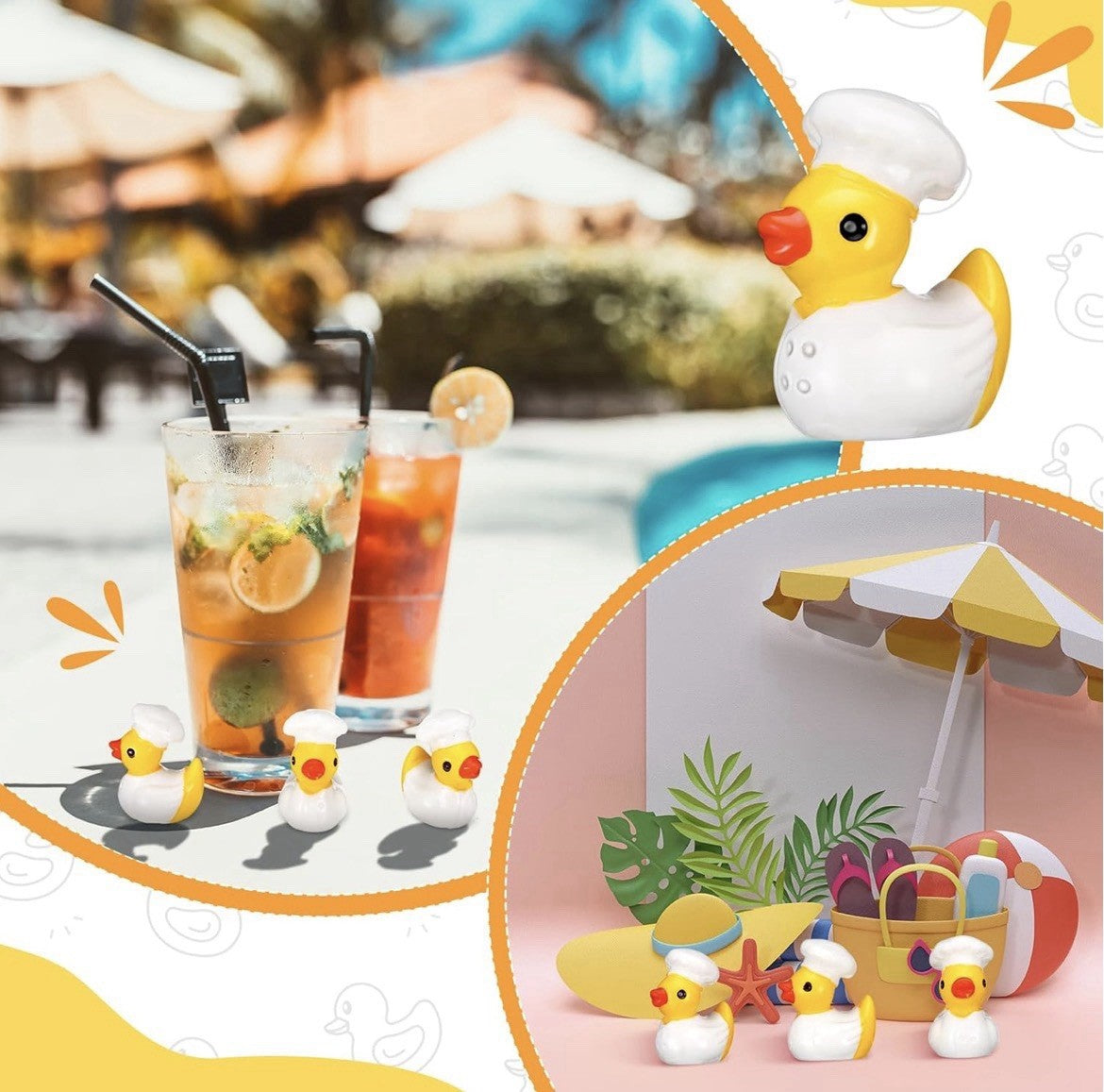 10pc Mini Resin Chef Rubber Ducks Kitchen Jeep Cruise Party Favors Cooking Duck