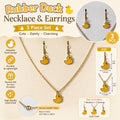 Duck Necklace & Earrings Set – Gold Toned Jewelry, 3pc, Rubber Duck Charm