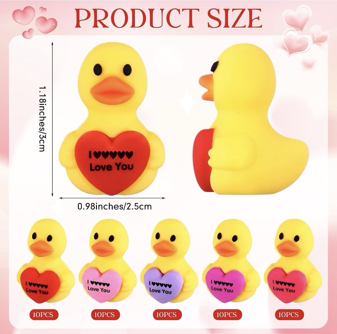 5pc Valentines Rubber Ducks Love Heart Cruise Ducks Jeep Ducks