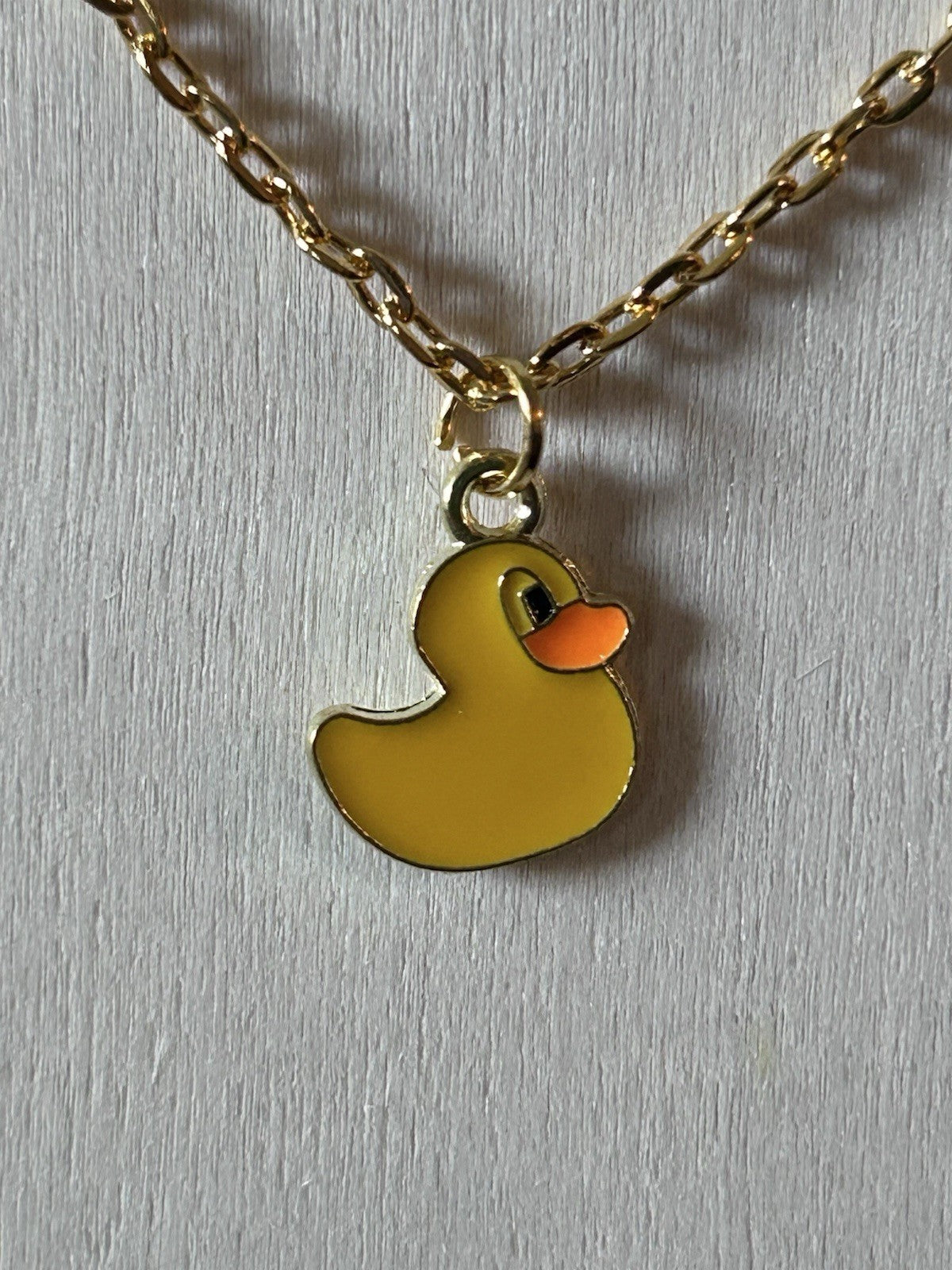 Duck Necklace & Earrings Set – Gold Toned Jewelry, 3pc, Rubber Duck Charm