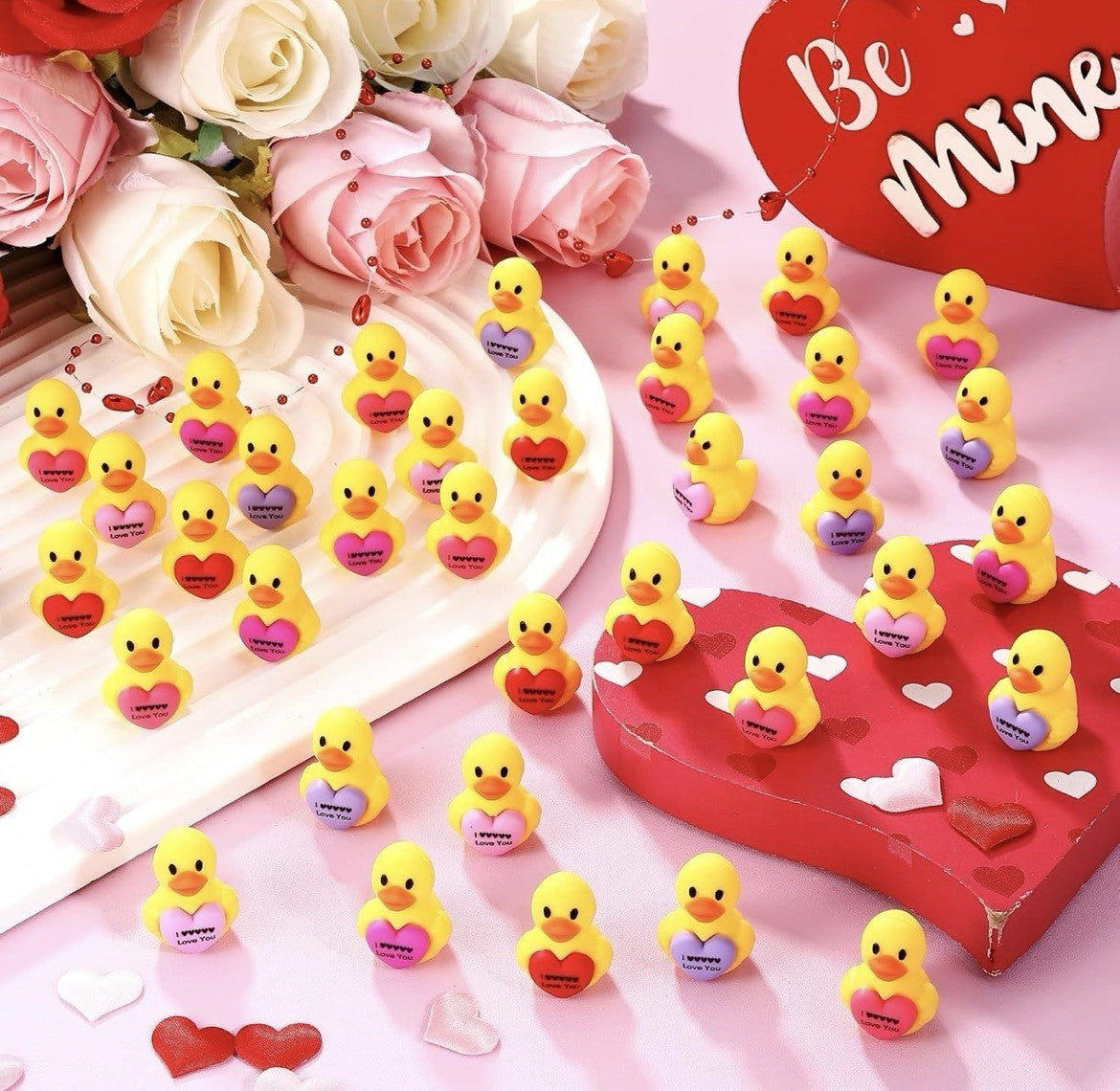 5pc Valentines Rubber Ducks Love Heart Cruise Ducks Jeep Ducks
