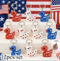 12pc Patriotic Duck Keychains  | 2D Flat Acrylic Rubber Ducks Cruise & Jeep Duck