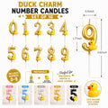 Gold Rubber Duck Charm Number Candles Set 0–9 Birthday Candles