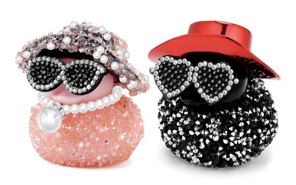 Bling Rubber Duck 2pc Set, Sparkly Car Dashboard Decor, Cute Cruise Jeep Gift