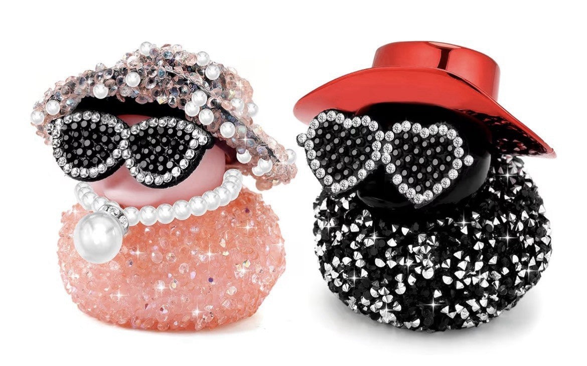 Bling Rubber Duck 2pc Set, Sparkly Car Dashboard Decor, Cute Cruise Jeep Gift
