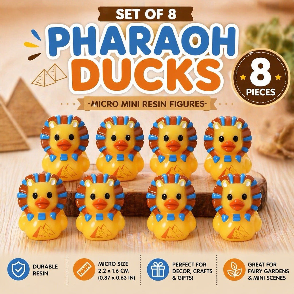 Set of 8 Pharaoh Rubber Ducks | Egyptian Duck Set | Mini Resin Ducks