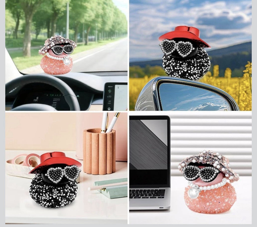 Bling Rubber Duck 2pc Set, Sparkly Car Dashboard Decor, Cute Cruise Jeep Gift