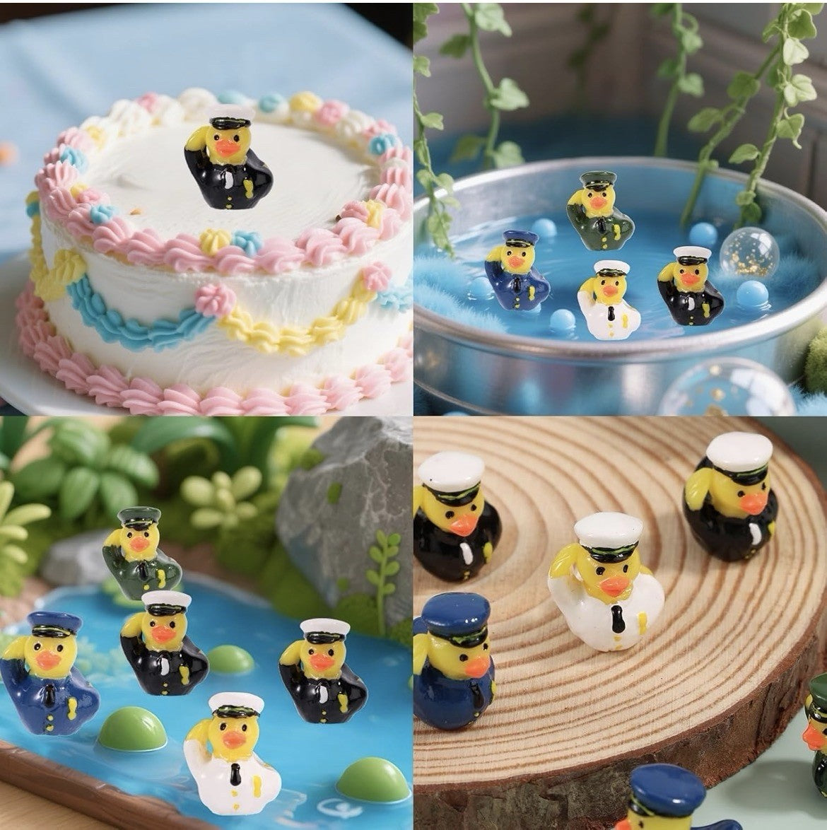 Military Tribute Mini Duck Set – 8 Pcs Resin Veteran Ducks Patriotic Cruise Jeep