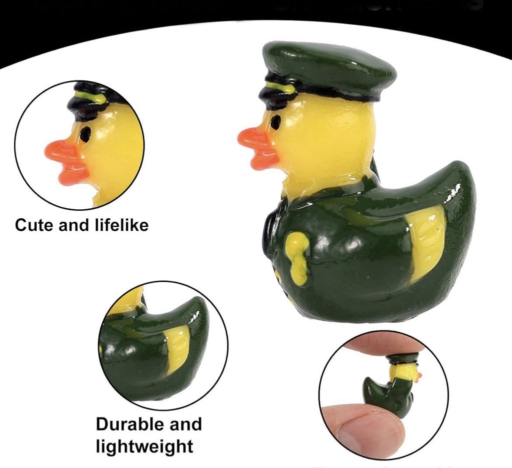 Military Tribute Mini Duck Set – 8 Pcs Resin Veteran Ducks Patriotic Cruise Jeep