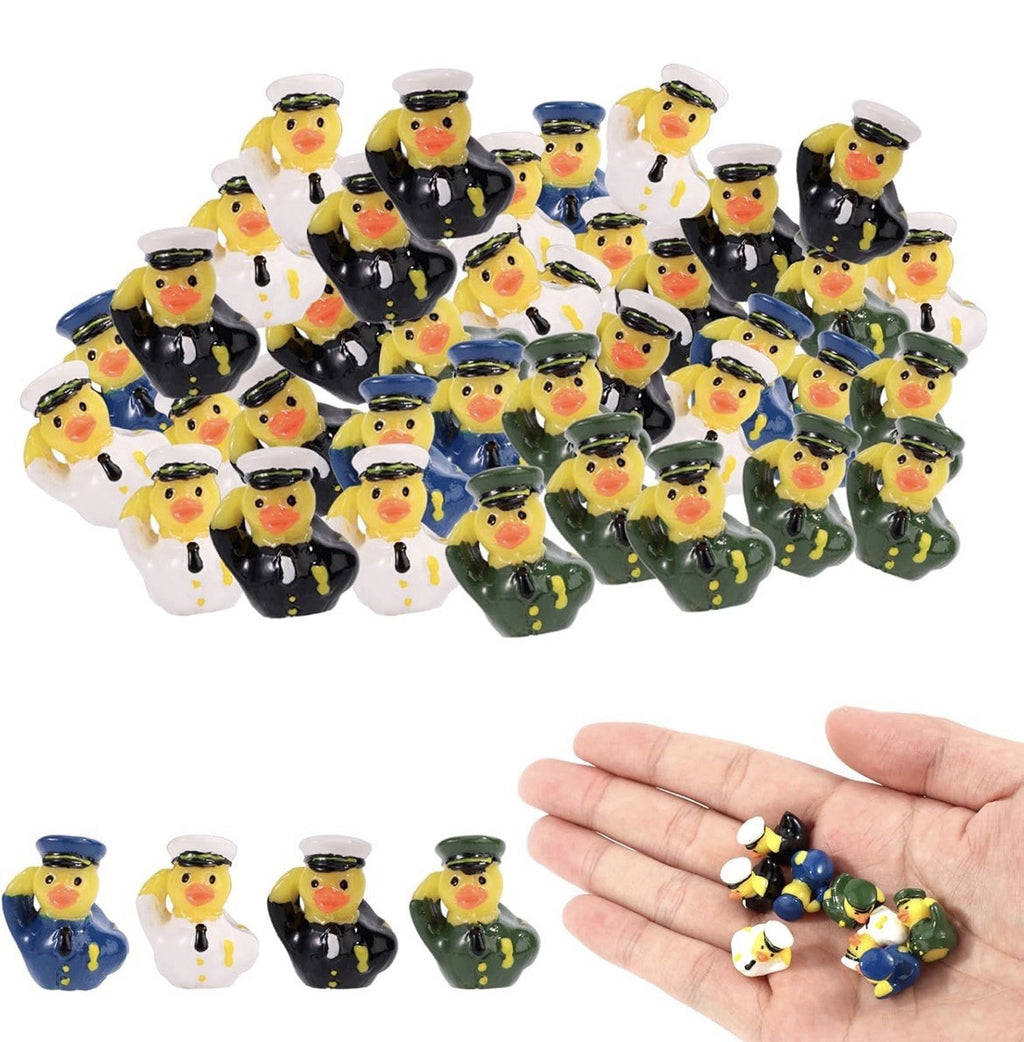 Military Tribute Mini Duck Set – 8 Pcs Resin Veteran Ducks Patriotic Cruise Jeep