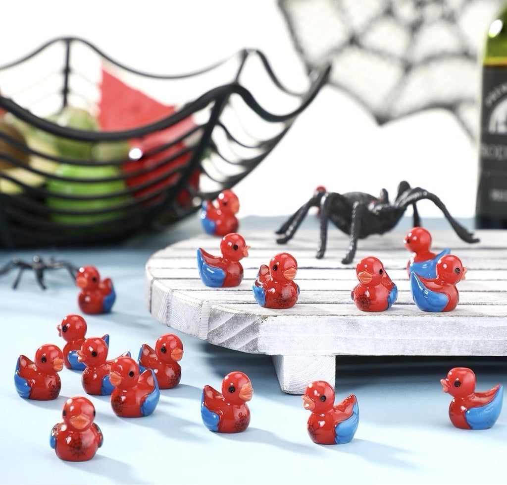 Mini Spider Hero Duck Set – 5pcs Red & Blue Resin Ducks, Jeep Ducks, Cruise Duck