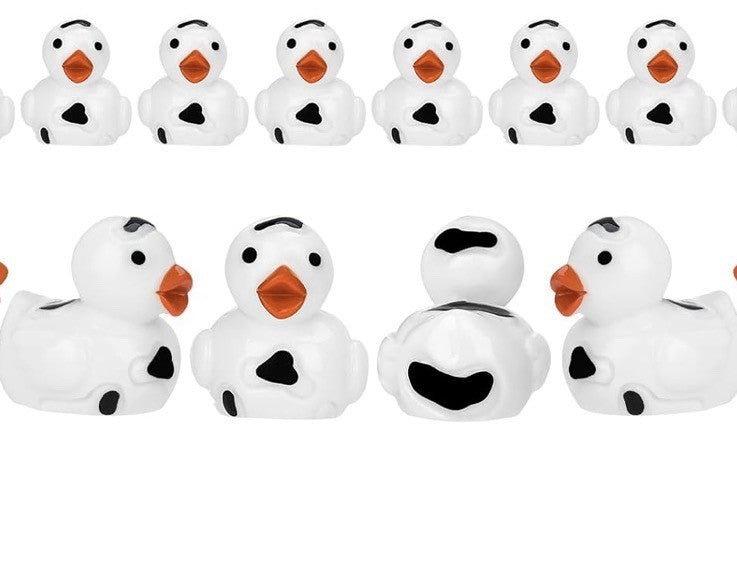 10pcs Cow Print Mini Ducks – Black and White Resin Cow Ducks