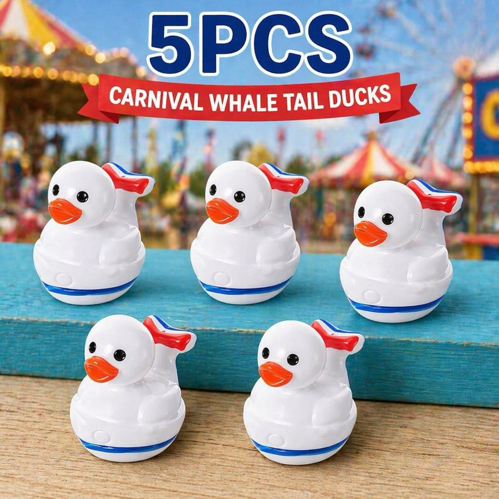 Set of 5 Mini Resin Whales Tale Ducks (Style 1) - Carnival Inspired Ducks Cruise