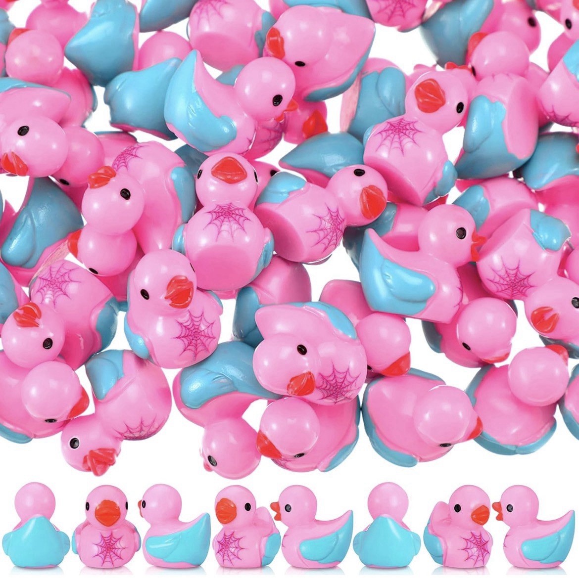 Mini Spider Woman Hero Duck Set – 5pcs Pink Resin Ducks, Jeep Ducks, Cruise Duck