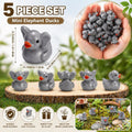 Mini Elephant Duck Set 5pc Tiny Resin Ducks Garden & Cake Decor
