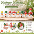8pc Mini Mushroom Duck Set – Resin Fairy Garden Ducks