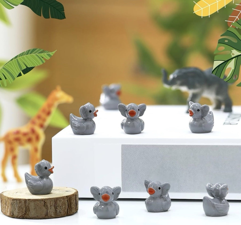 Mini Elephant Duck Set 5pc Tiny Resin Ducks Garden & Cake Decor