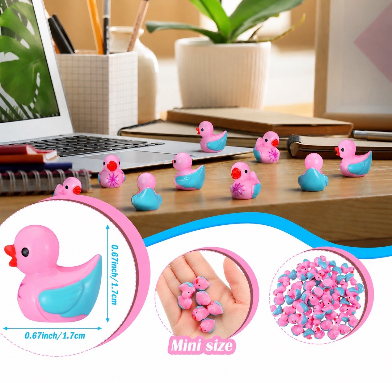 Spider Hero Duck Set – 6pcs Mini Resin Ducks (3 Pink + 3 Red), Jeep Cruise Duck