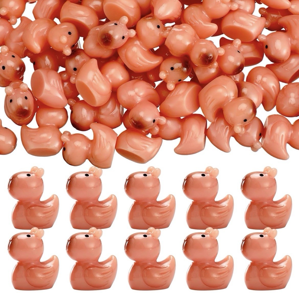 Mini Capybara Duck Set 10pc Tiny Resin Ducks Cake & Garden Decor