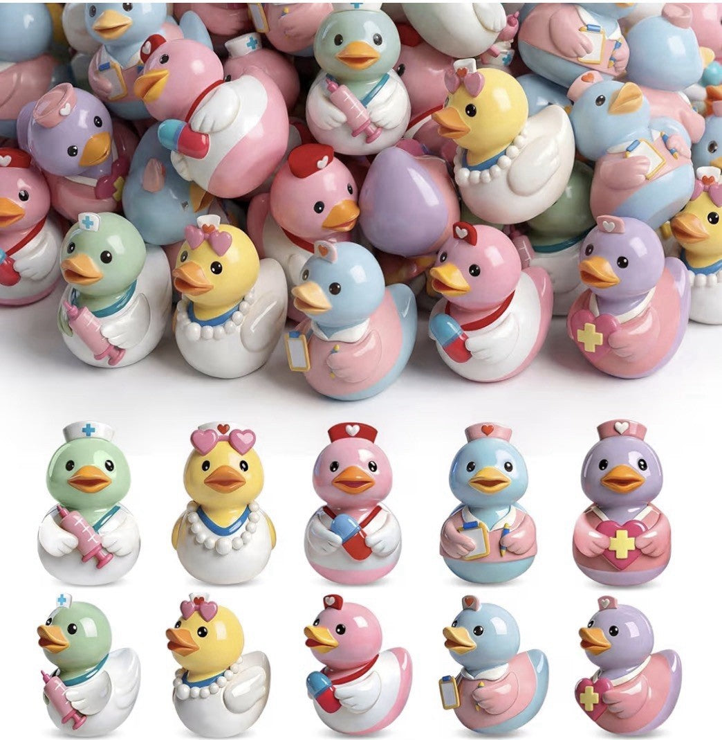 5 Pc Nurse Duck Set Mini Resin Figurines Gift Jeep & Cruise Ducks