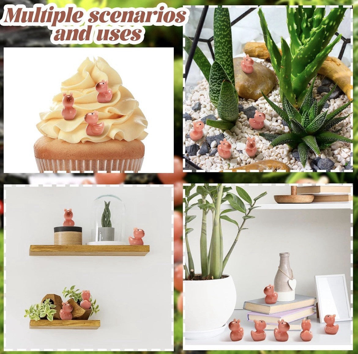 Mini Capybara Duck Set 10pc Tiny Resin Ducks Cake & Garden Decor