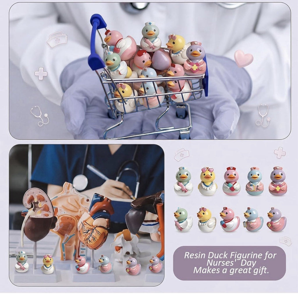 5 Pc Nurse Duck Set Mini Resin Figurines Gift Jeep & Cruise Ducks