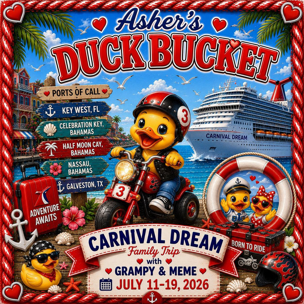 Personalized Cruise Duck Bucket Label – Custom Vinyl Sticker (Fits Medium Bucket)