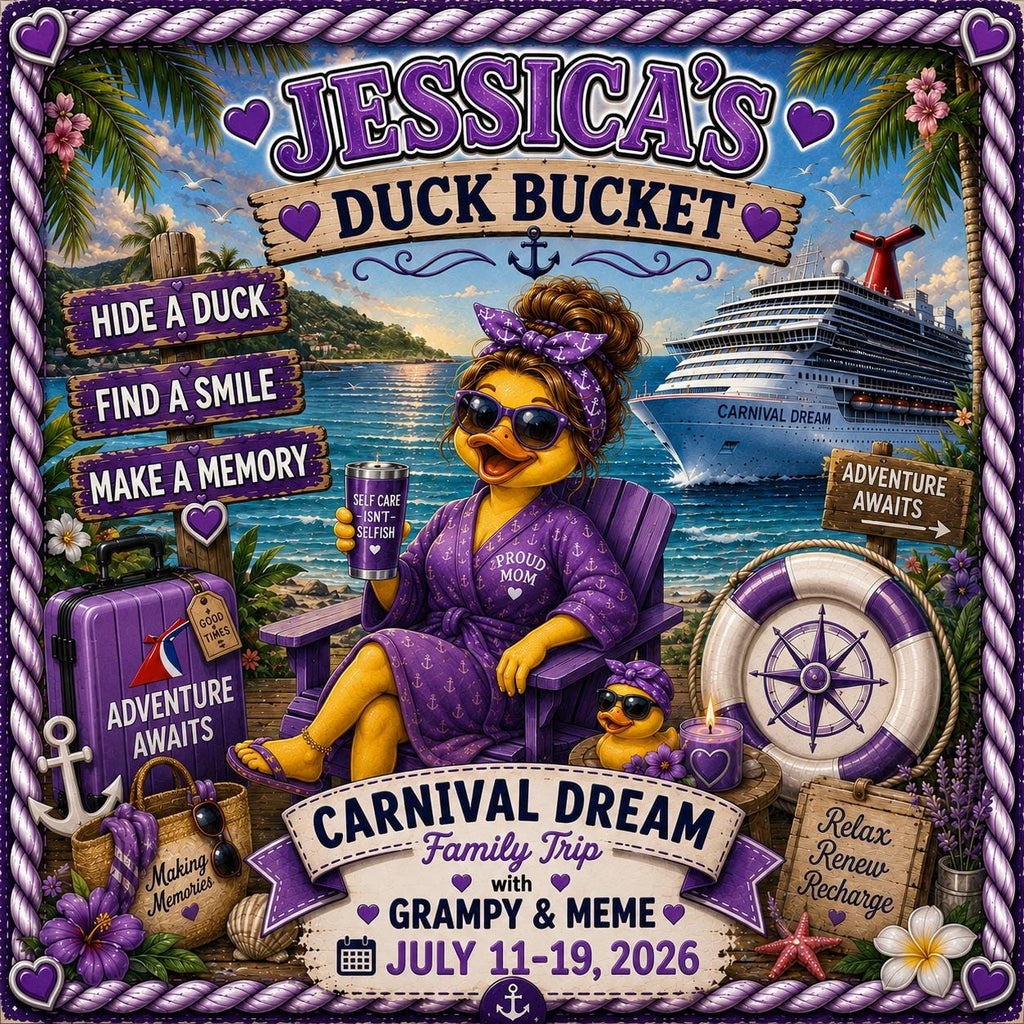 Personalized Cruise Duck Bucket Label – Custom Vinyl Sticker (Fits Medium Bucket)