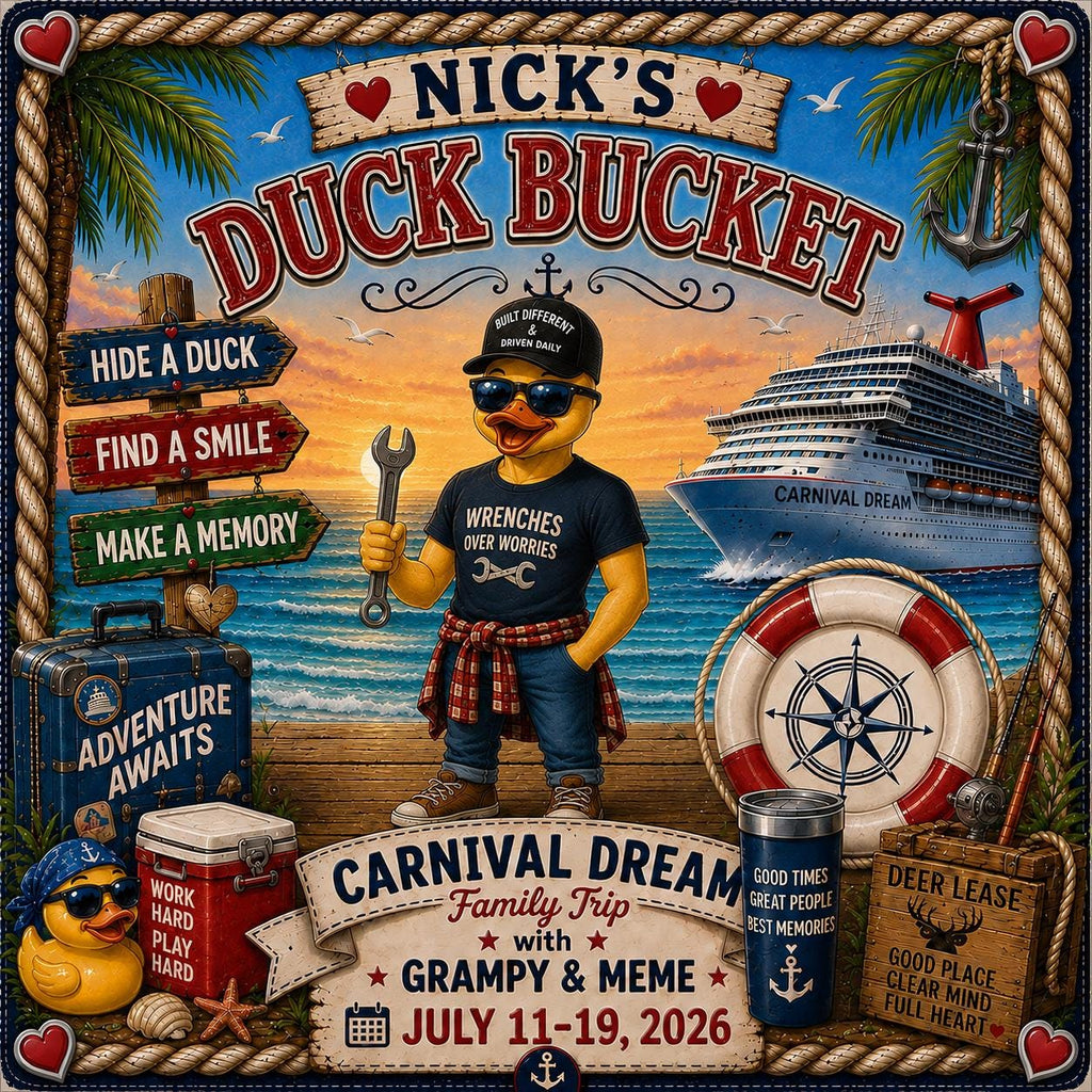 Personalized Cruise Duck Bucket Label – Custom Vinyl Sticker (Fits Medium Bucket)