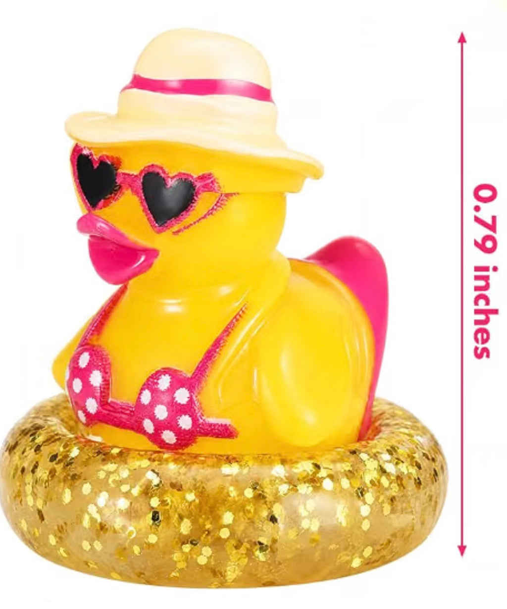Set of 5, Ladies Pool Day Themed Mini Resin Ducks, Magnetic or Non-Magnetic, Optional Personalized Duck Hiding Tags