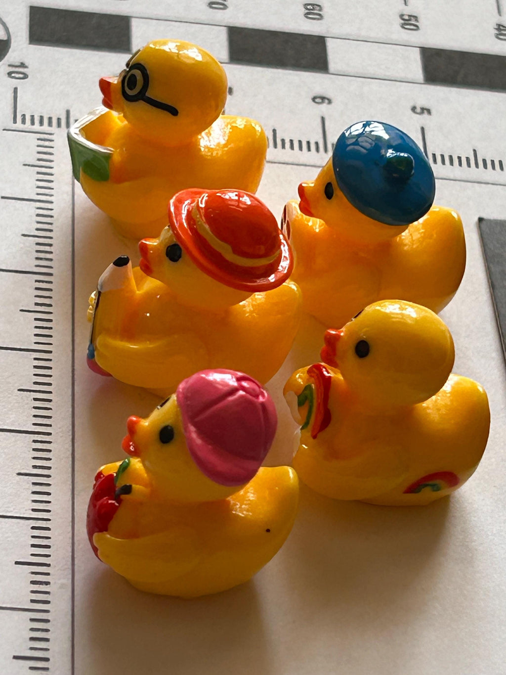Set of 5, School Time and Teachers Themed Mini Resin Ducks, Magnetic or Non-Magnetic, Optional Personalized Duck Hiding Tags