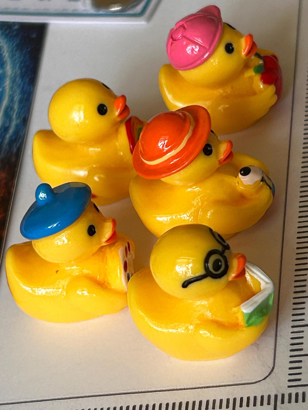 Set of 5, School Time and Teachers Themed Mini Resin Ducks, Magnetic or Non-Magnetic, Optional Personalized Duck Hiding Tags
