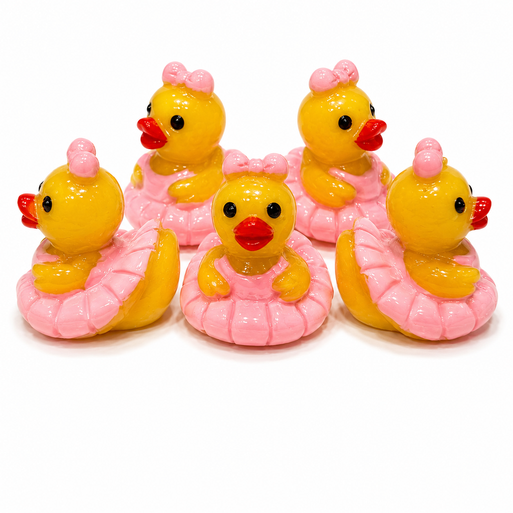 Set of 5, Pink Ballerina Themed Mini Resin Ducks, Magnetic or Non-Magnetic, Optional Personalized Duck Hiding Tags