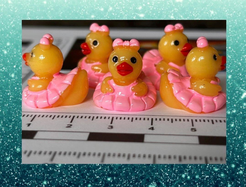 Set of 5, Pink Ballerina Themed Mini Resin Ducks, Magnetic or Non-Magnetic, Optional Personalized Duck Hiding Tags