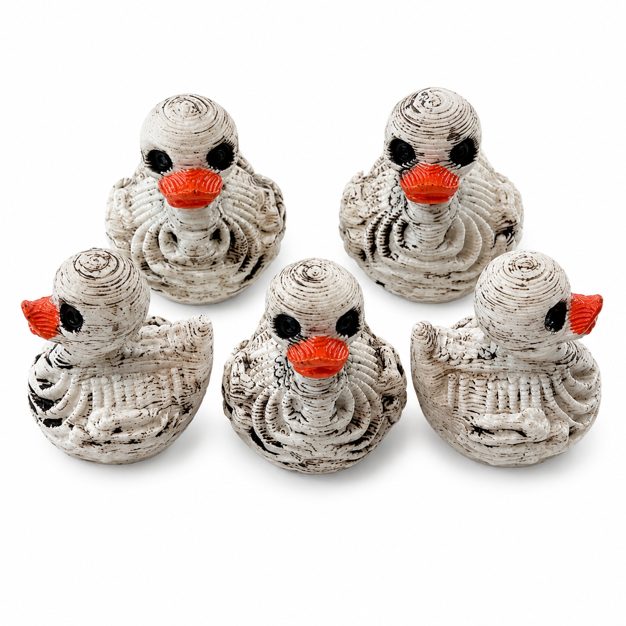 Set of 5, Spooky Halloween Skeleton Themed Mini 3D Printed Ducks, Magnetic or Non-Magnetic, Optional Personalized Duck Hiding Tags
