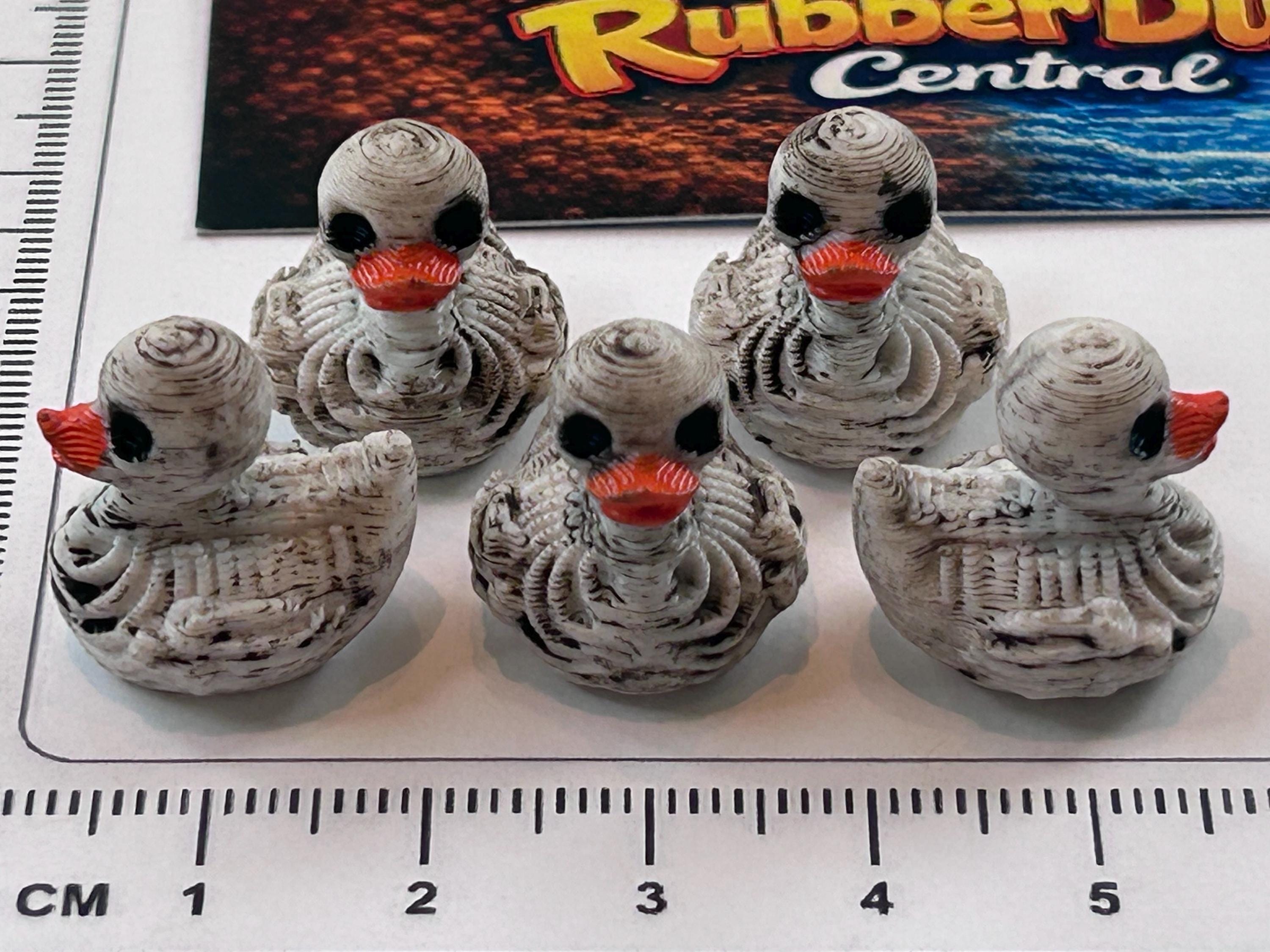 Set of 5, Spooky Halloween Skeleton Themed Mini 3D Printed Ducks, Magnetic or Non-Magnetic, Optional Personalized Duck Hiding Tags