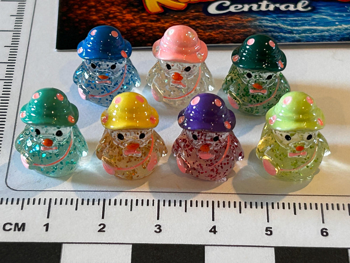 Set of 7, Glitter and Polkadot Themed Mini Resin Ducks, Magnetic or Non-Magnetic, Optional Personalized Duck Hiding Tags