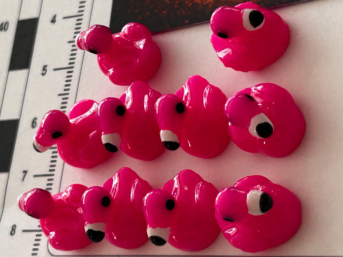 Set of 10, Flamingo Themed Mini Resin Ducks, Magnetic or Non-Magnetic, Optional Personalized Duck Hiding Tags