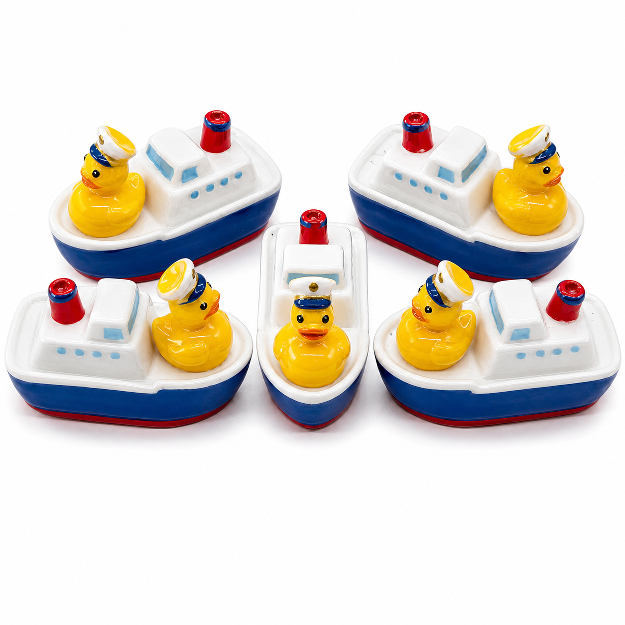 Set of 5, Sailor on a Boat Themed Mini Resin Ducks, Magnetic or Non-Magnetic, Optional Personalized Duck Hiding Tags