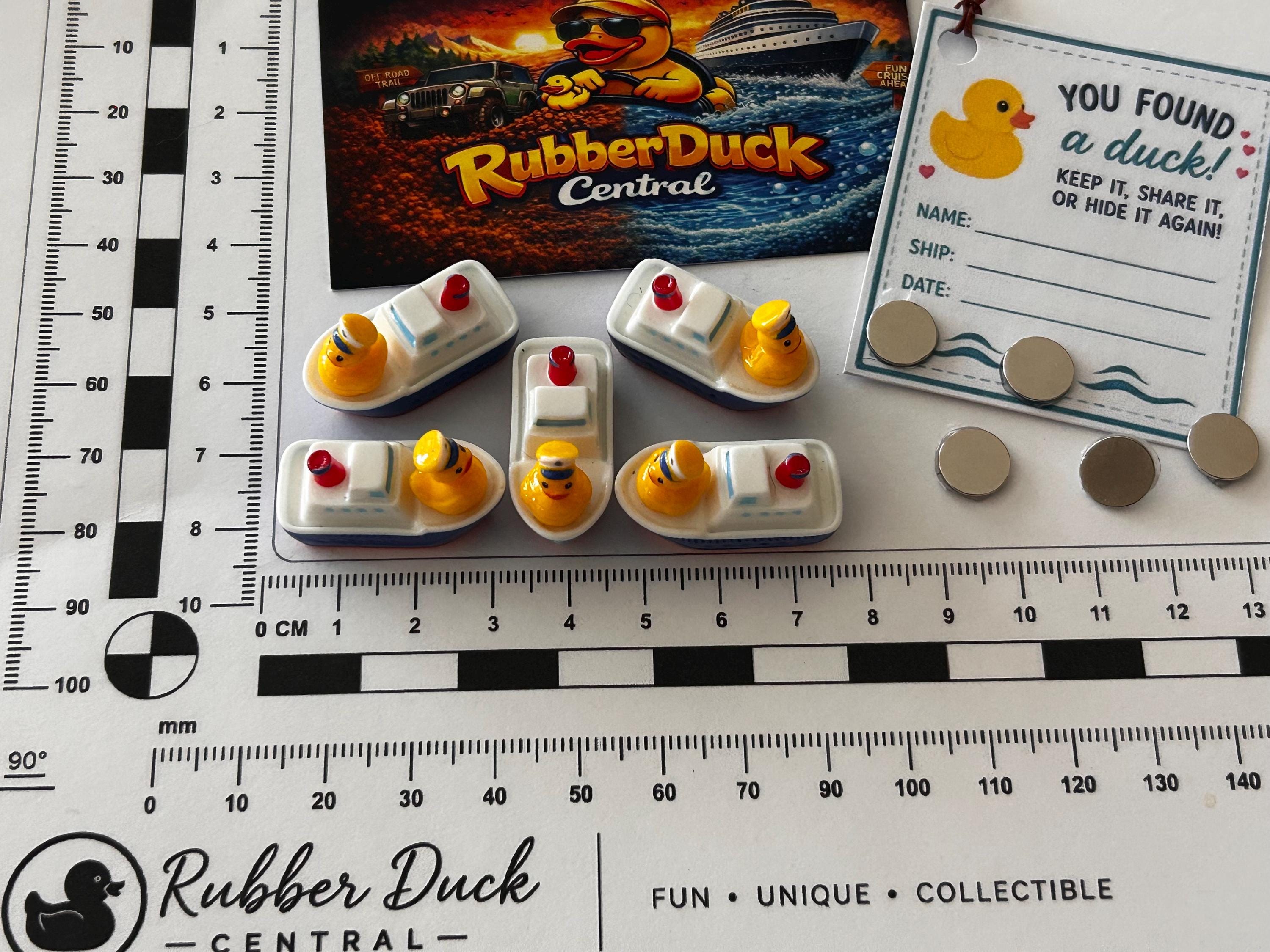 Set of 5, Sailor on a Boat Themed Mini Resin Ducks, Magnetic or Non-Magnetic, Optional Personalized Duck Hiding Tags
